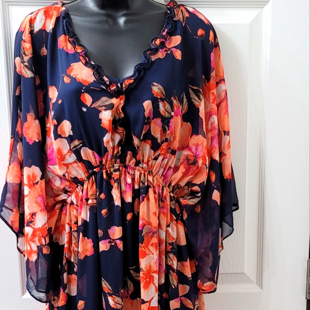 Curations navy and pink floral dress